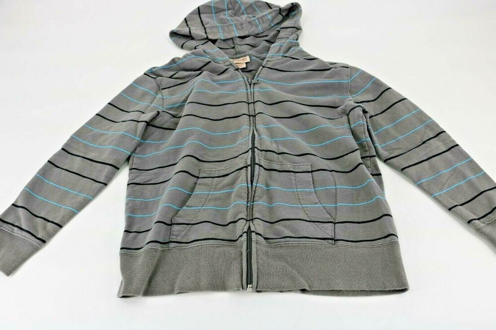 Mossimo Suply Co. Boys Gray Striped Fill Zip Hooded Jacket Youth Medium 8/10